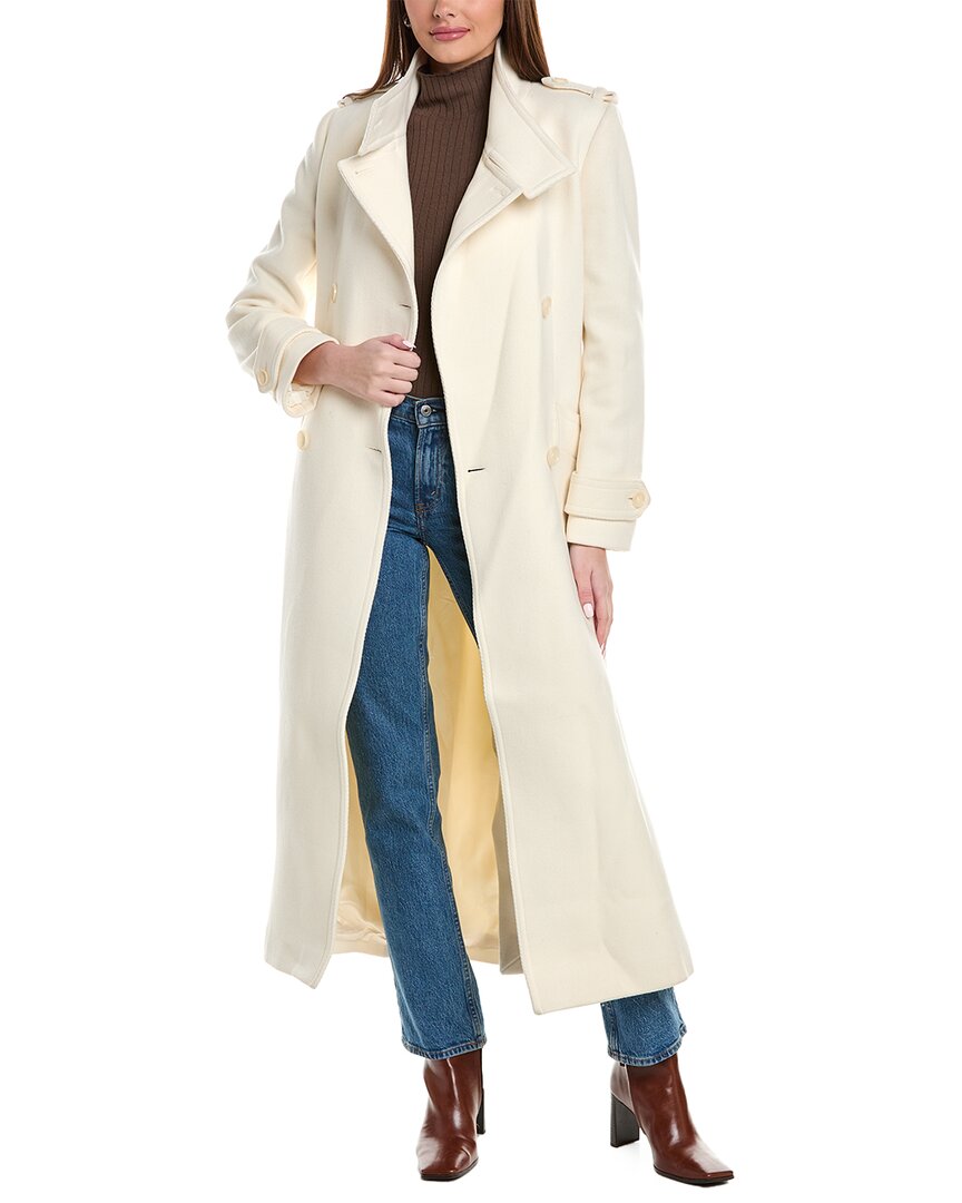 Reiss Taylor Wool Twill Long Coat In White