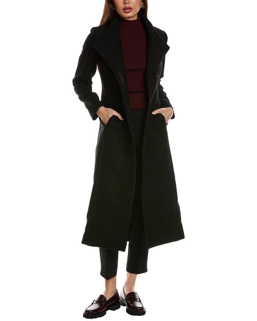 Reiss Mischa Wool-blend Long Length Coat In Black
