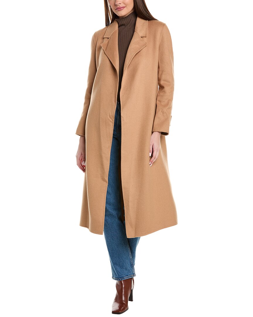 Reiss Emile Long Belted Blindseam Coat In Brown