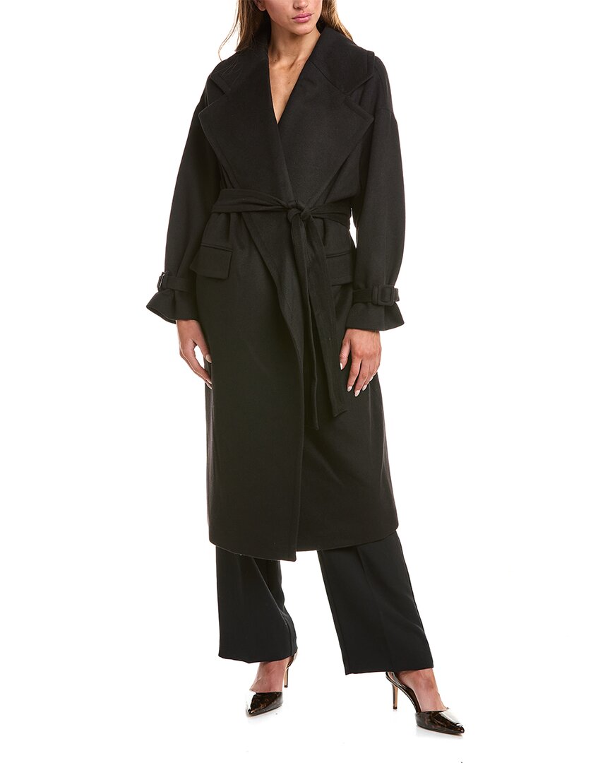 Reiss Bridget Wool-blend Oversized Coat In Black