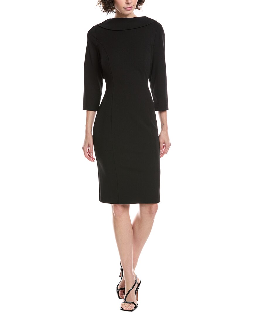 Adrianna Papell Crepe Midi Dress In Black