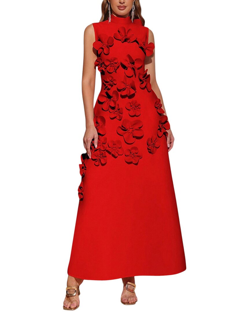Amina Glam Maxi Dress In Red