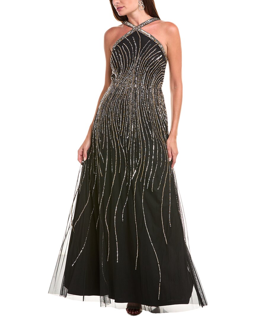 Aidan Mattox Beaded Ballgown In Black