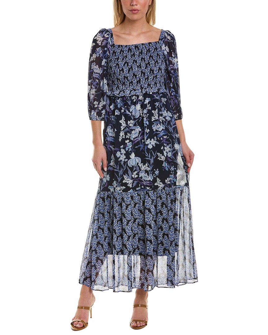Shop Taylor Smocked Midi Dress In Blue