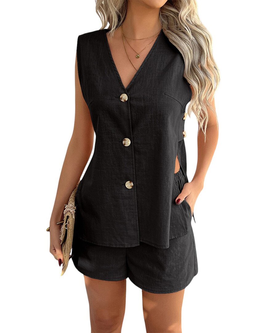 Luna Tuccini 2pc Vest & Short Set In Black