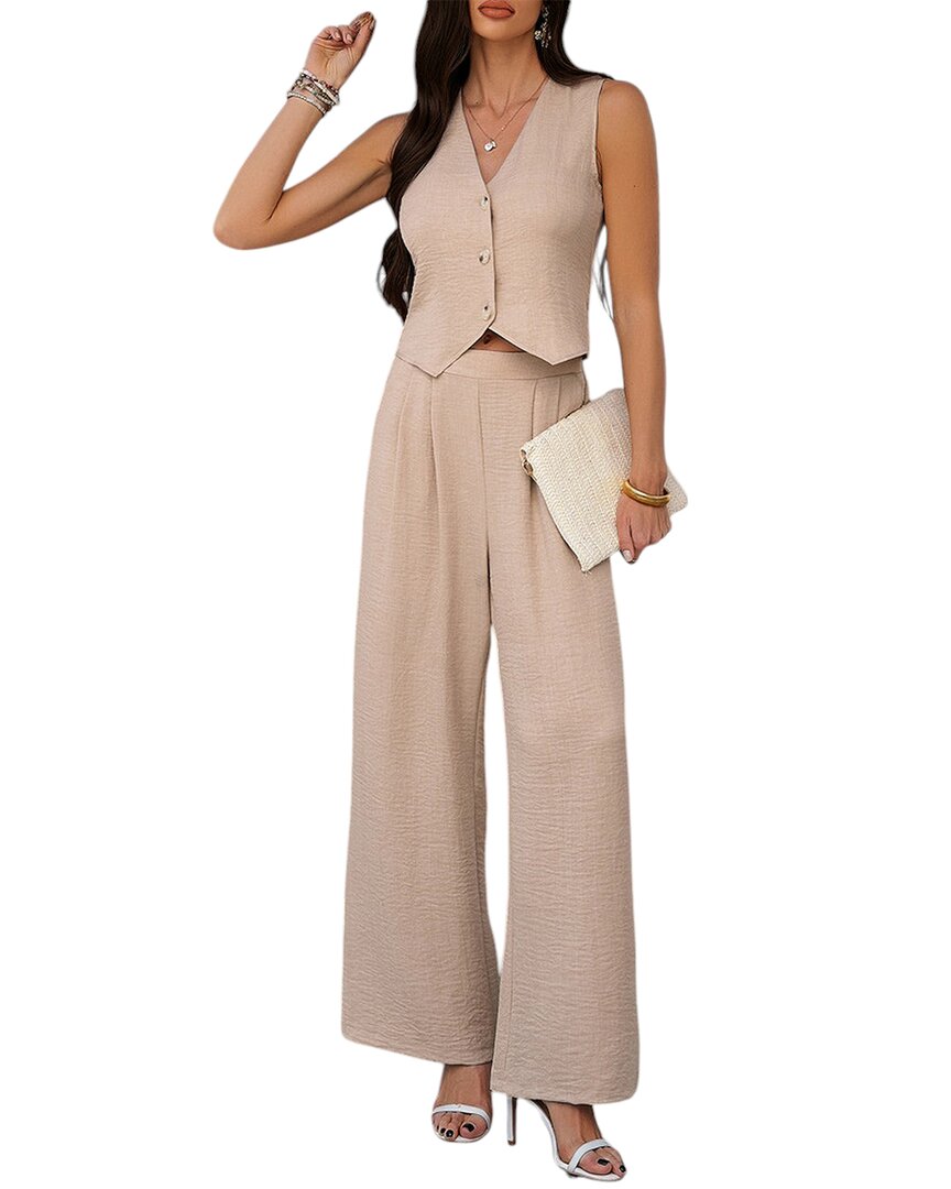 Luna Tuccini 2pc Vest & Pant Set In Neutral