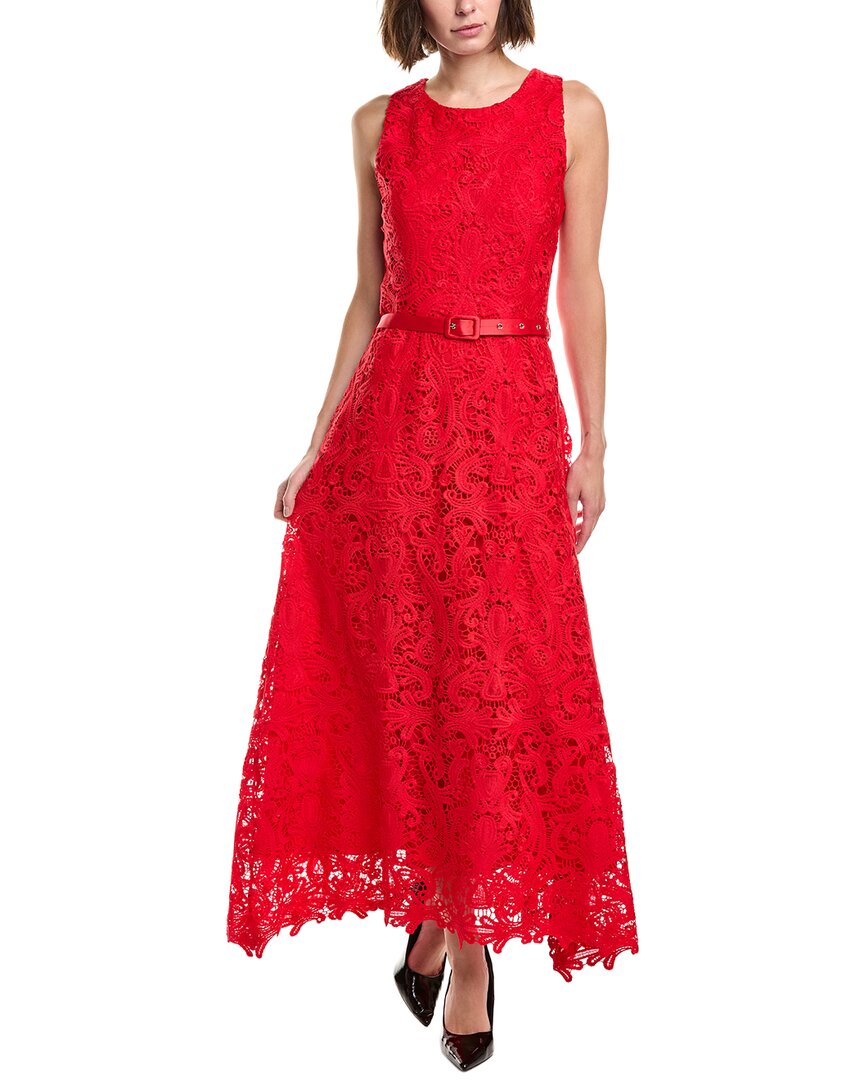 Pascale La Mode Lace Maxi Dress In Red
