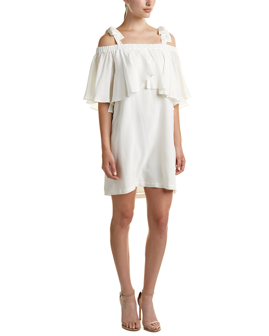 Image of Nicole Miller Cold Shoulder Silk Shift Dress