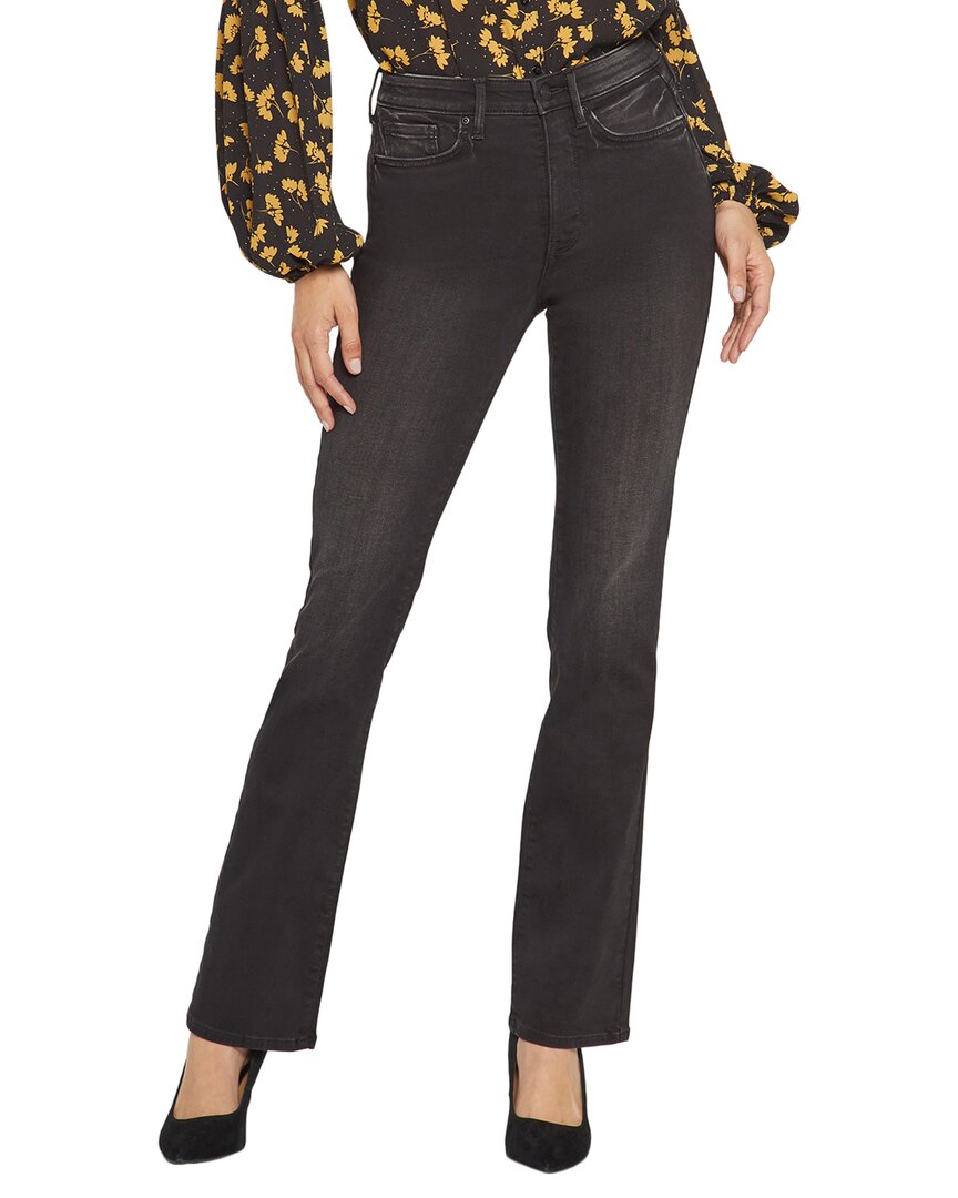 Nydj Petites Barbara Womens Tummy Control Dark Wash Bootcut Jeans In Black