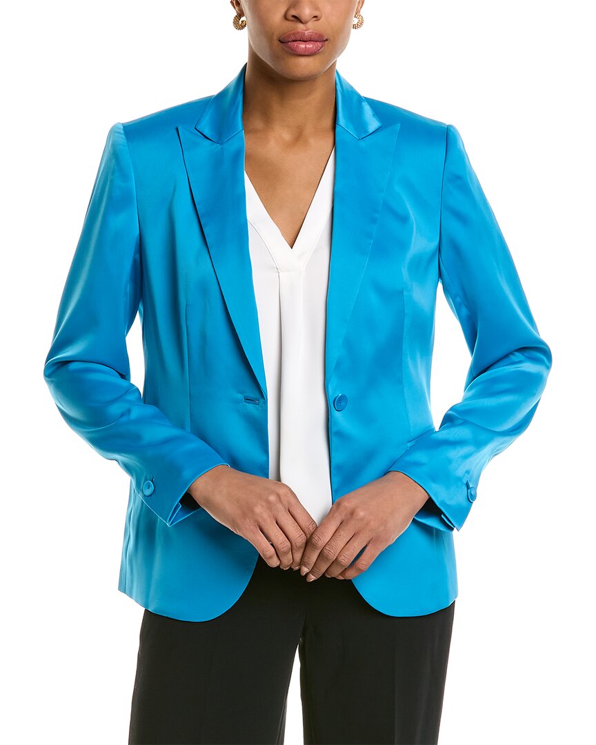 Anne Klein Satin Blazer In Blue | ModeSens