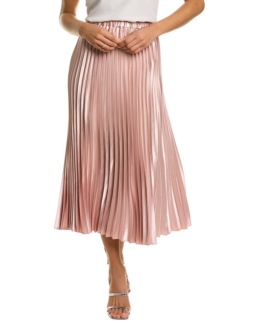 Anne Klein Pull-on Pleated Midi Skirt In Pink