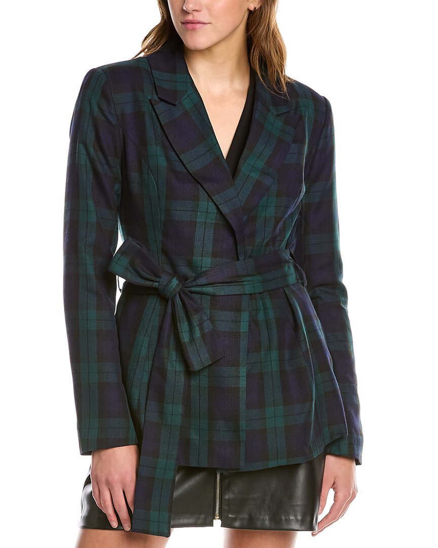 Alexia Admor Olya Plaid Belted Blazer In Black