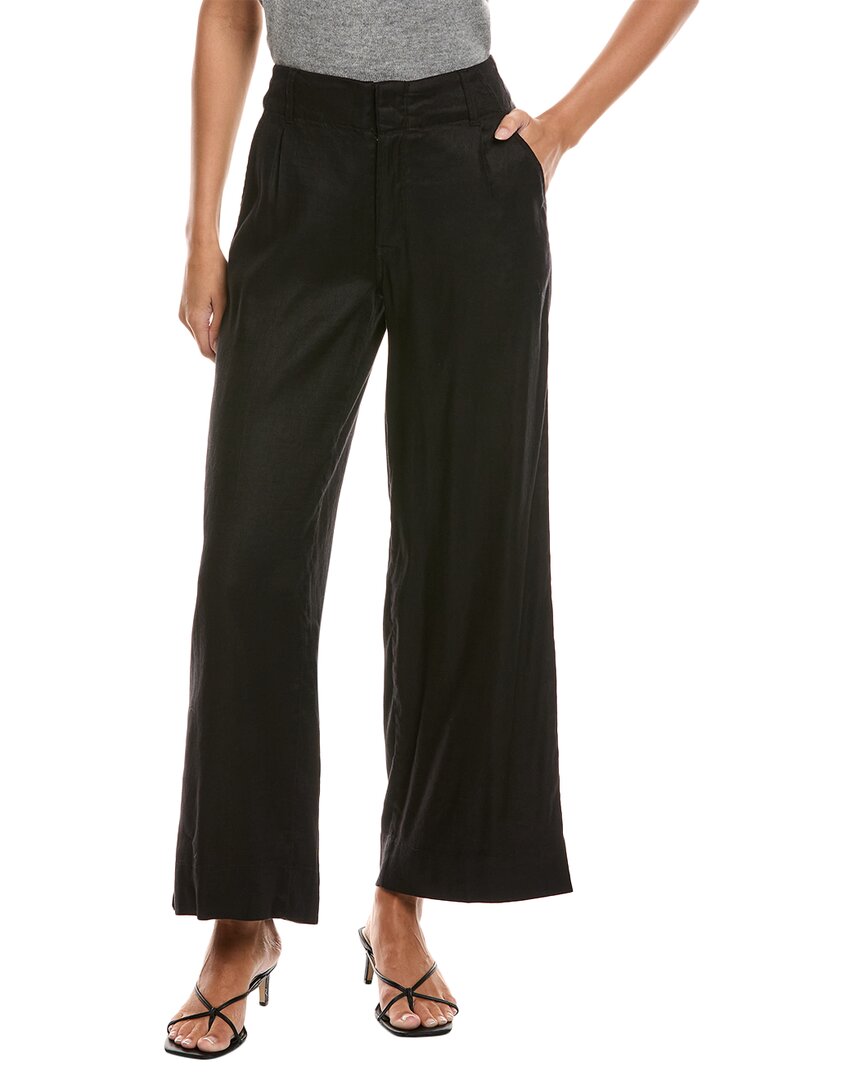 Nydj Linen-blend Black Petite Mona Wide Leg Trouser Jean