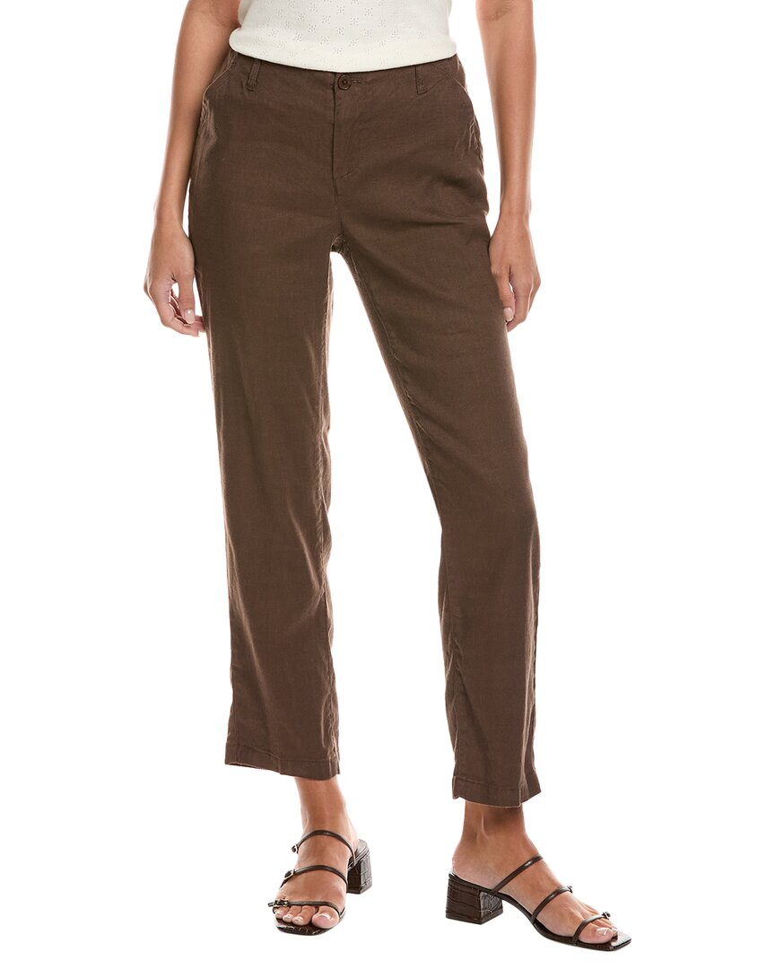 Nydj Linen-blend Coffee Bean Petite Marilyn Trouser Jean In Brown
