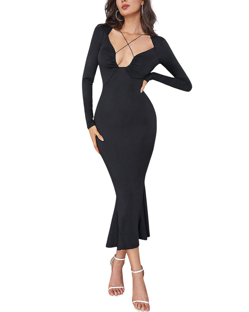 Bella Desert Midi Dress In Black