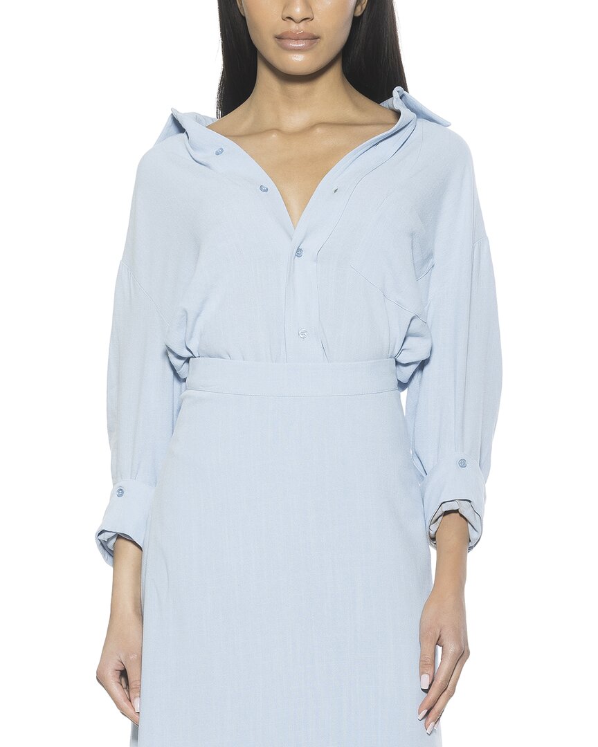 Alexia Admor Amber Linen-blend Shirt In Blue