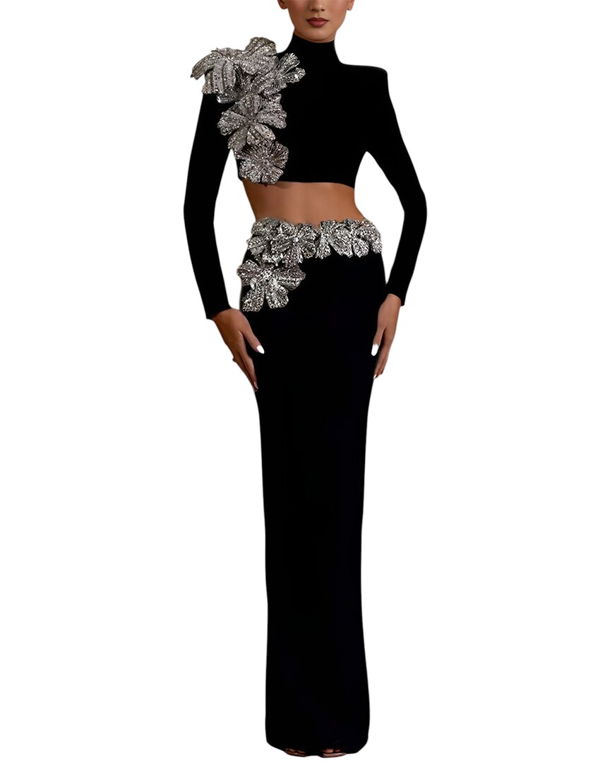 Amina Glam 2pc Blouse & Skirt Set In Black
