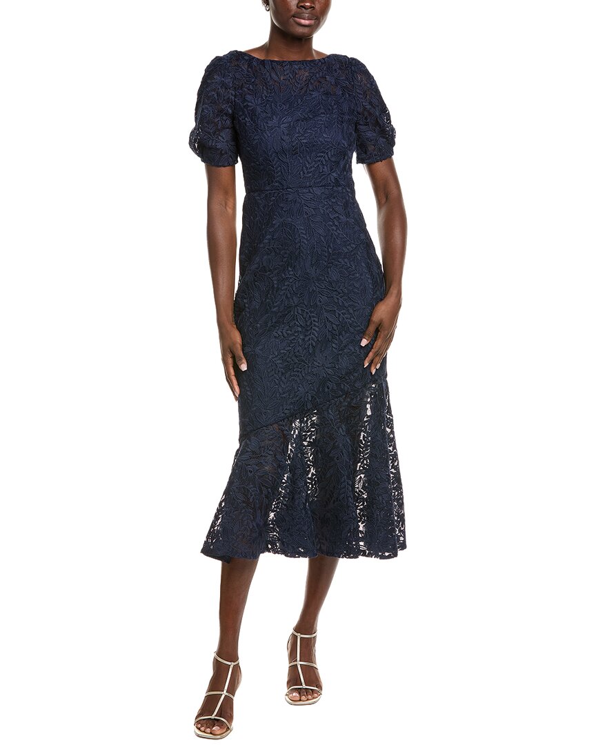 Kay Unger Portia Tea-length Dress In Blue