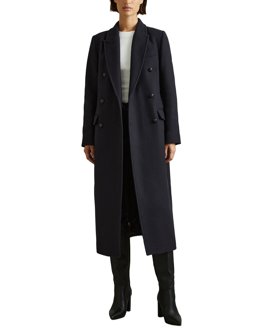 Reiss Florence Wool-blend Coat In Blue