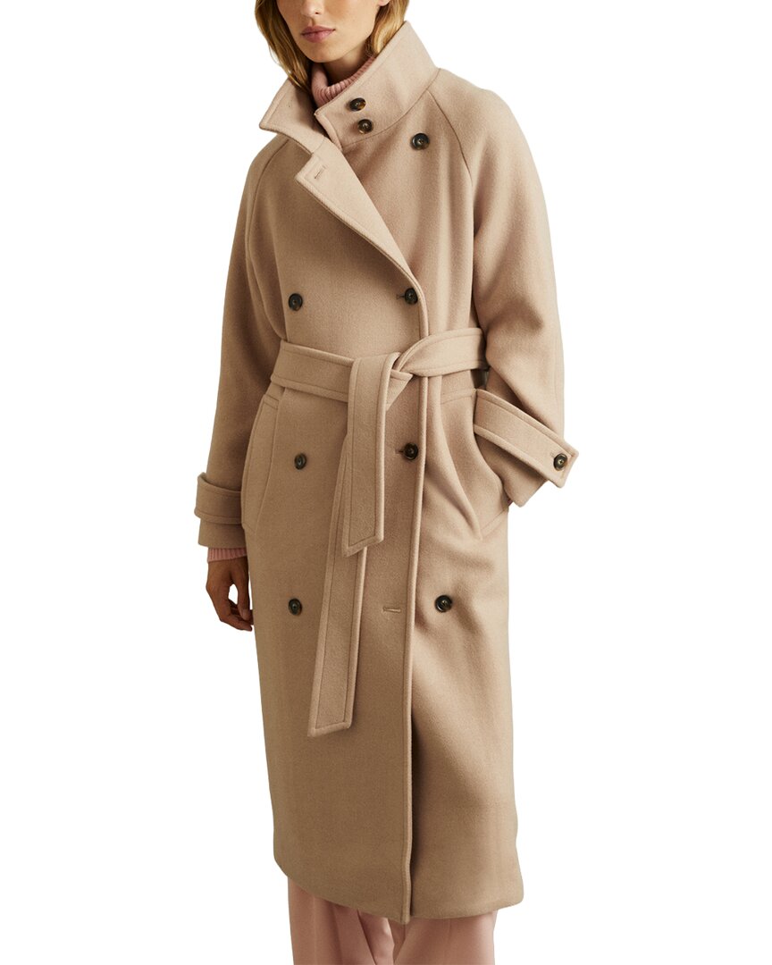 Reiss Prim Collar Wool-blend Coat In Brown