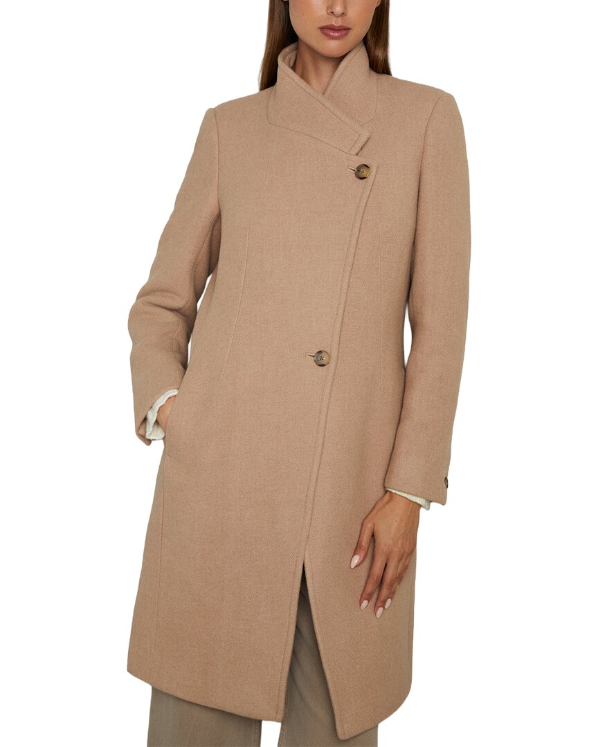 Reiss Light Camel Wool Blend Longline Double Breasted Coat In Brown