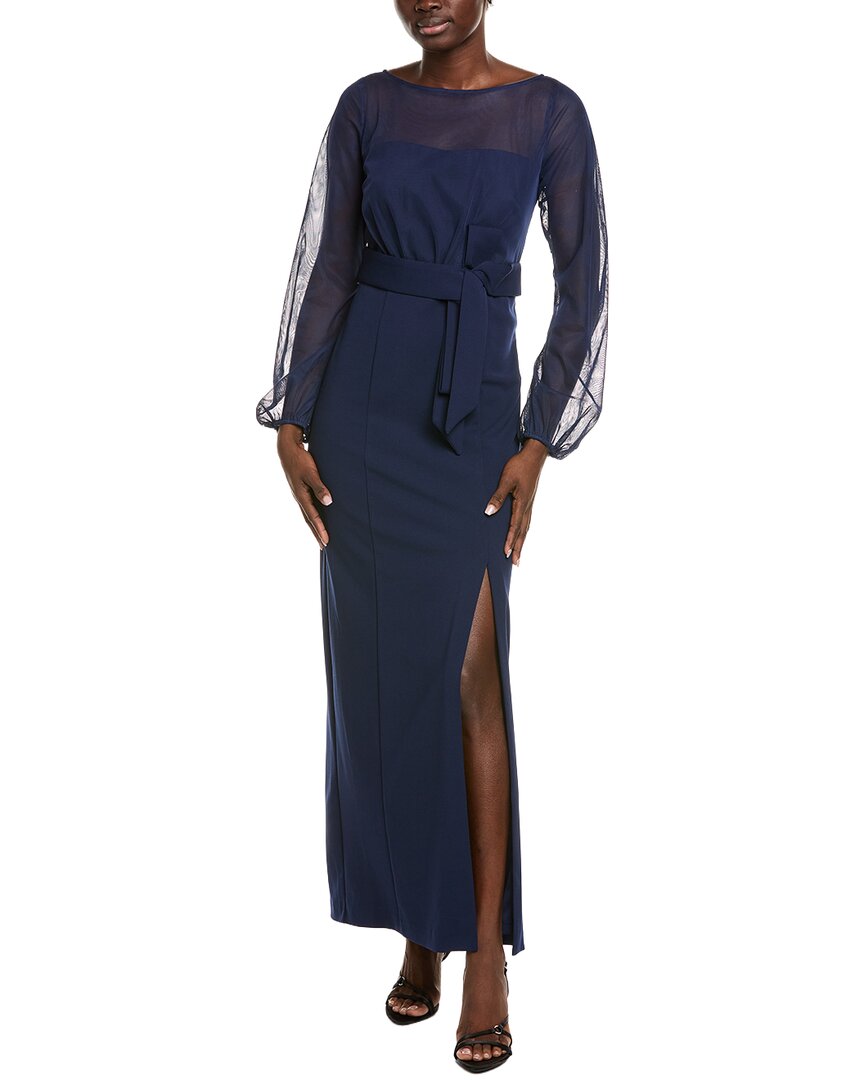 Js Collections Abigail Waist Bow Gown In Blue