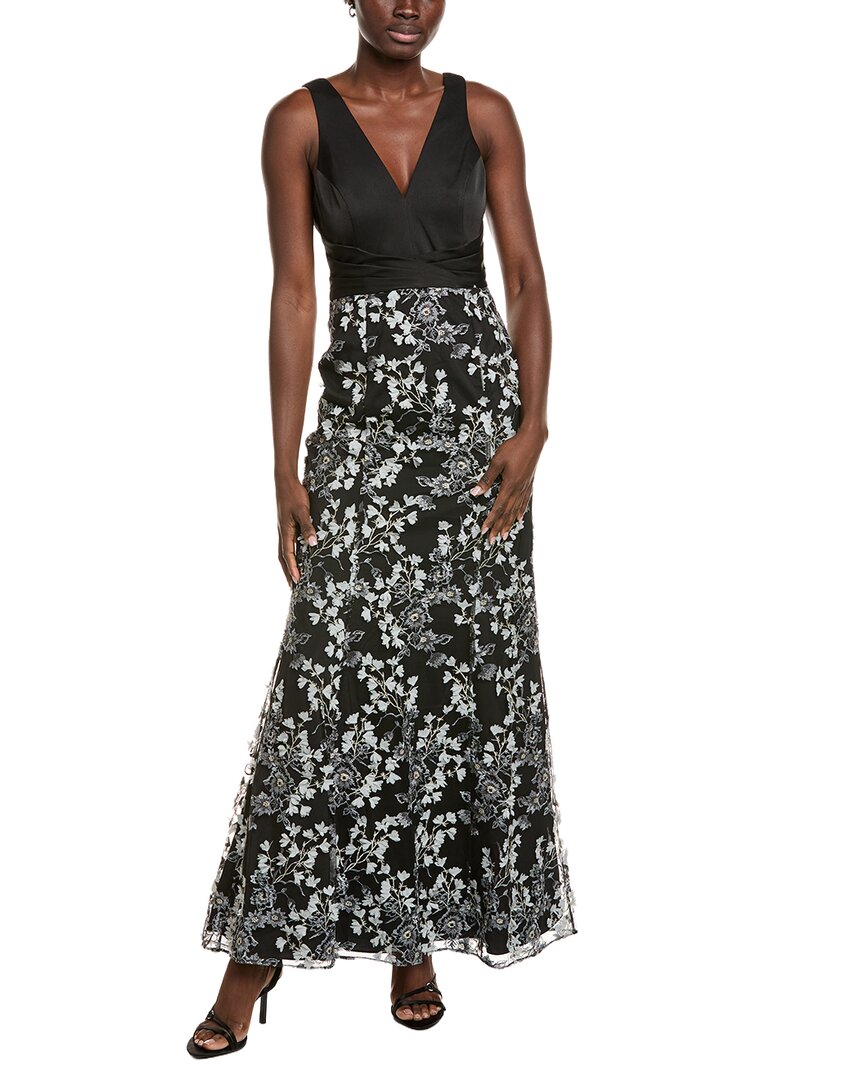 Aidan Mattox Floral Applique Gown In Multi