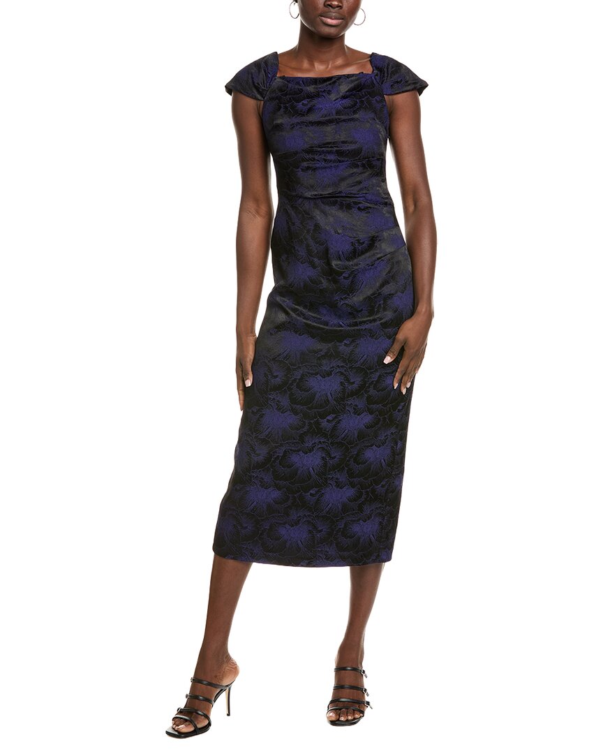 Aidan Mattox Aiden Mattox Jacquard Midi Dress In Blue