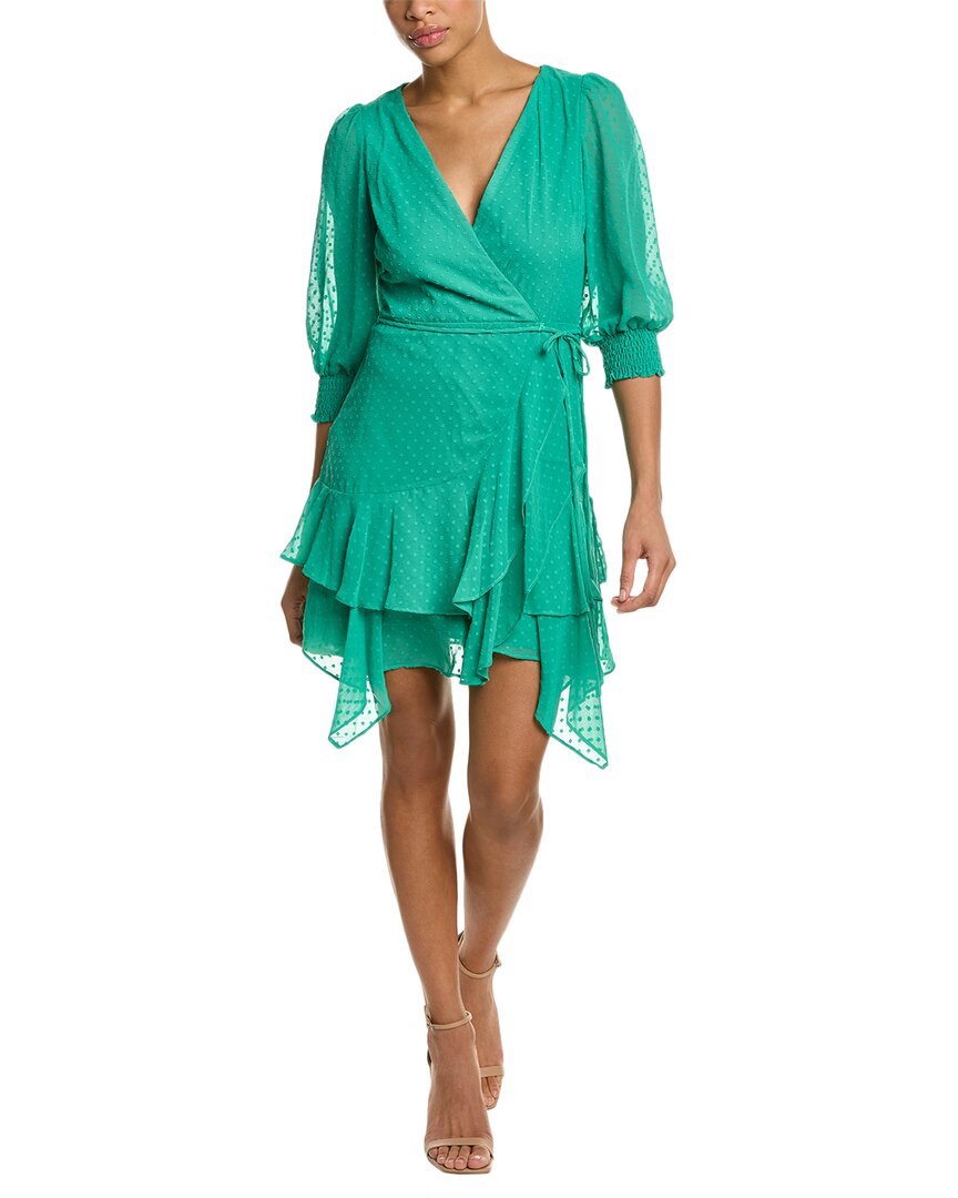 Maison Tara Eve Clipped Dot Chiffon Mini Dress In Green | ModeSens