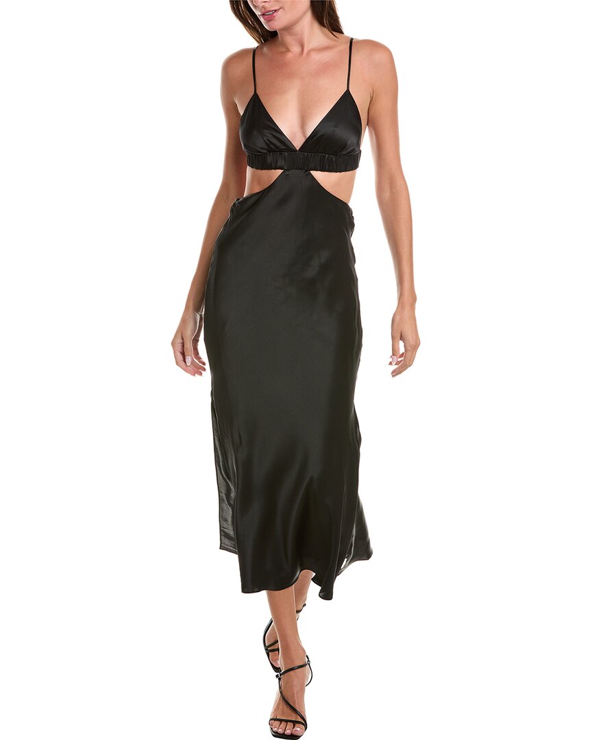 Aiifos Dua Silk Midi Dress In Black