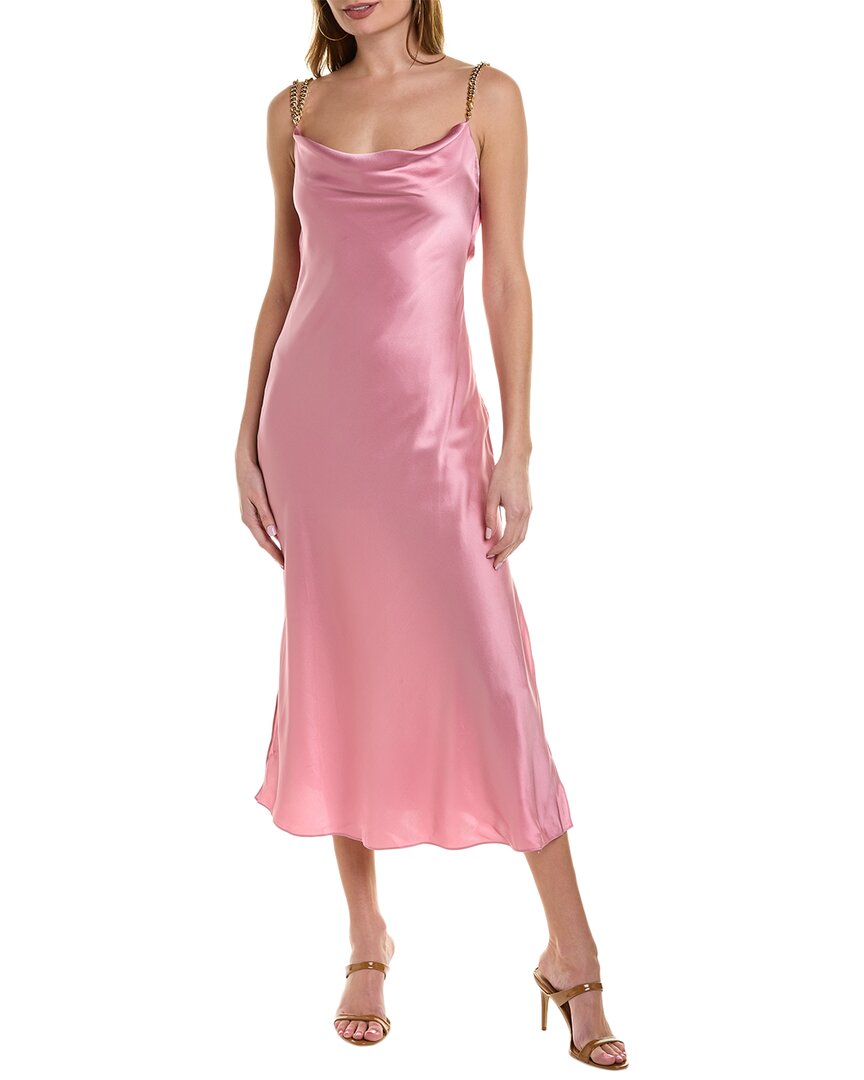 Aiifos Talia Silk Midi Dress In Pink