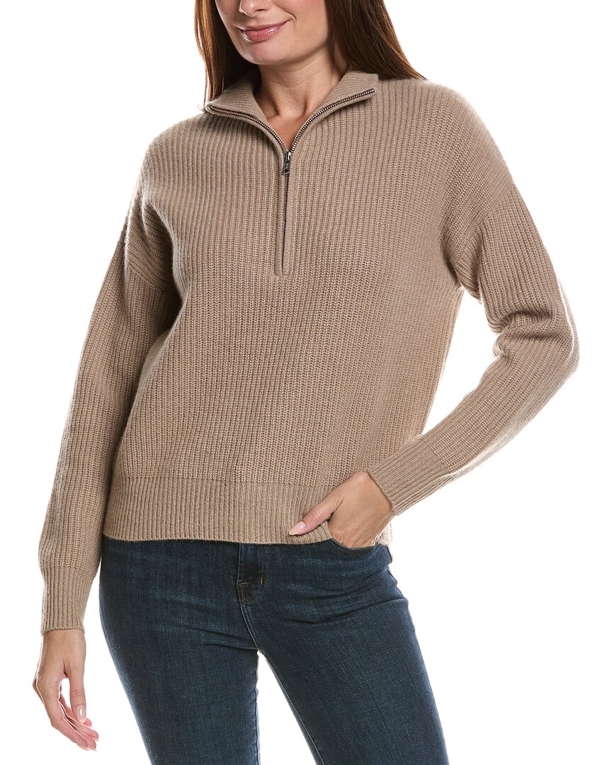 The Cashmere Project Shaker Cashmere 1/4-zip Sweater In Brown