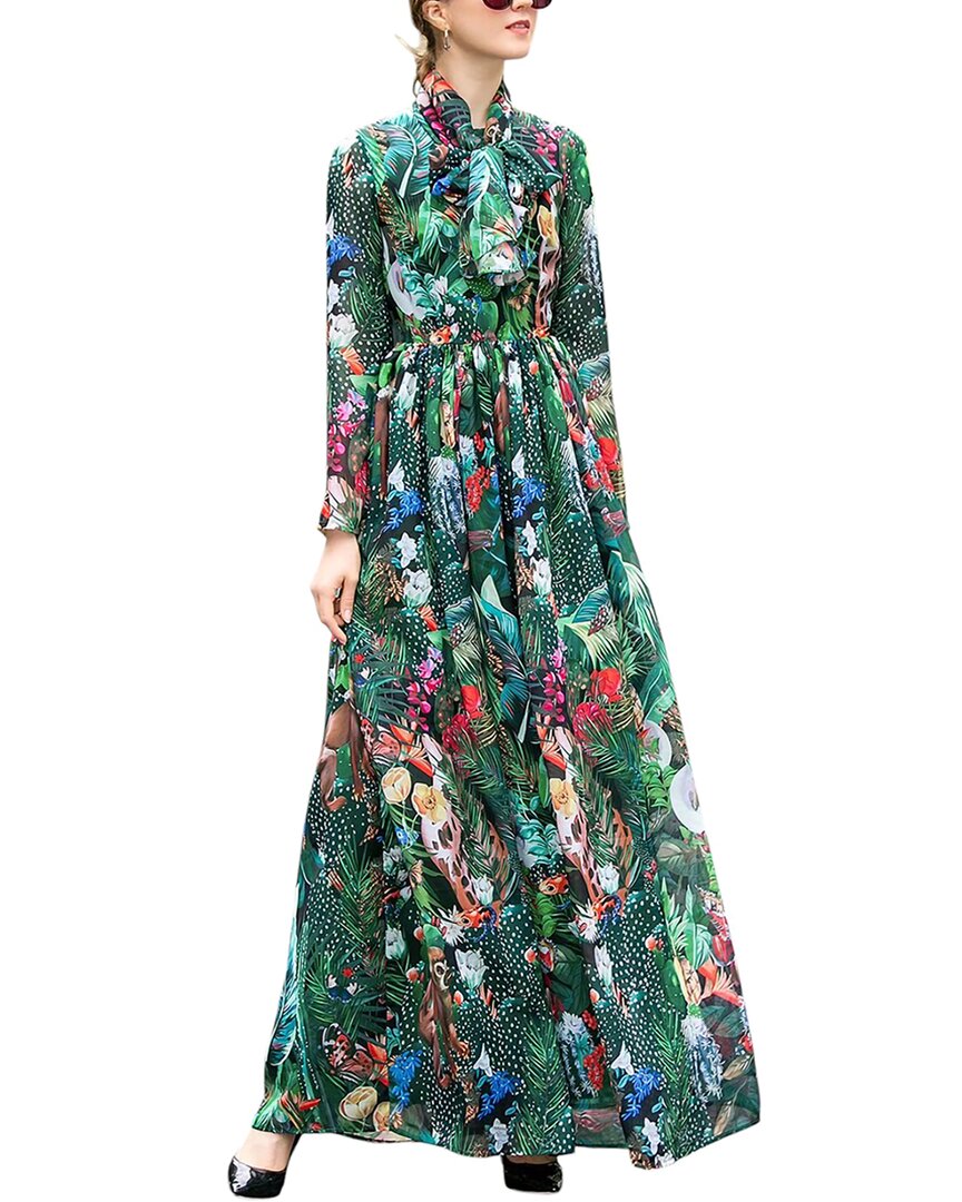 Brc By Burryco Silk Maxi Dress In Green