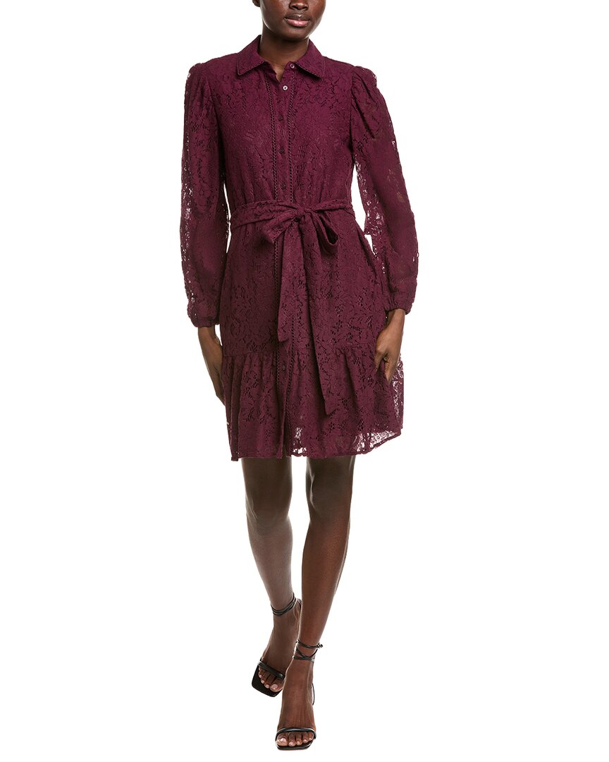 Anne Klein Lace Shirtdress In Red