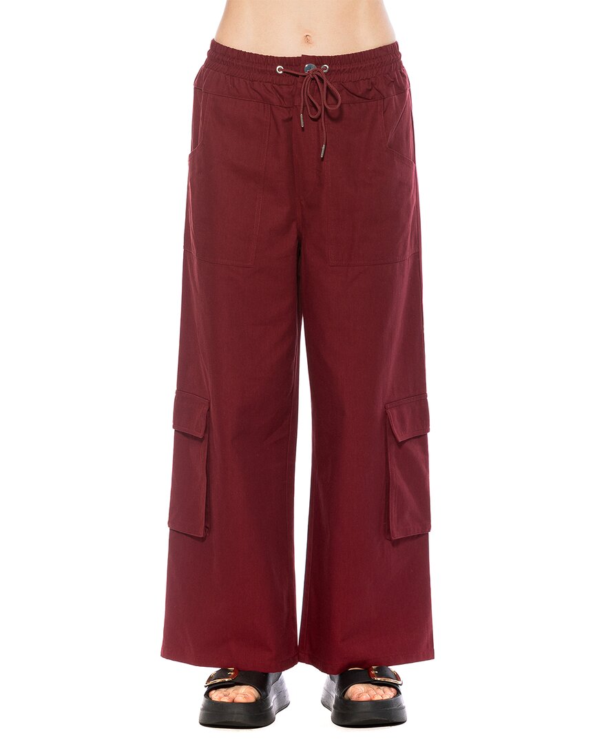 Alexia Admor Evren Drawstring Waist Cargo Pants In Burgundy