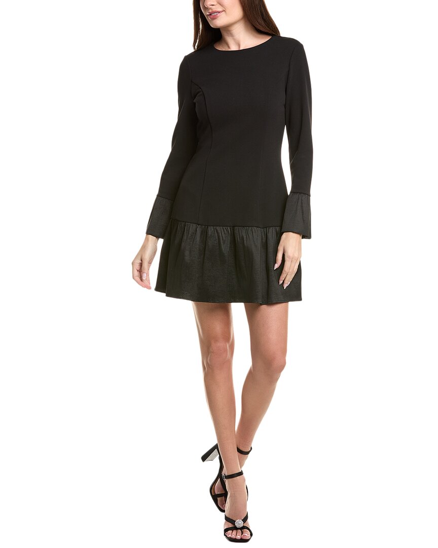 sachin and babi light blue dress Adrianna Papell Crepe Combo Short Dress In Black