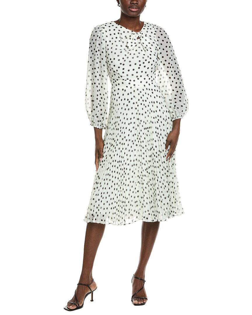 Maison Tara Chiffon Midi Dress In White