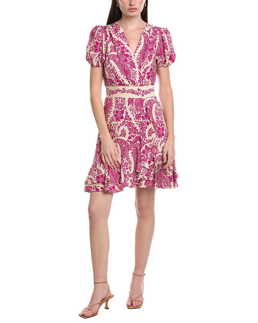 Maison Tara Printed Marrakesh Short Sleeve Mini Dress In Brown