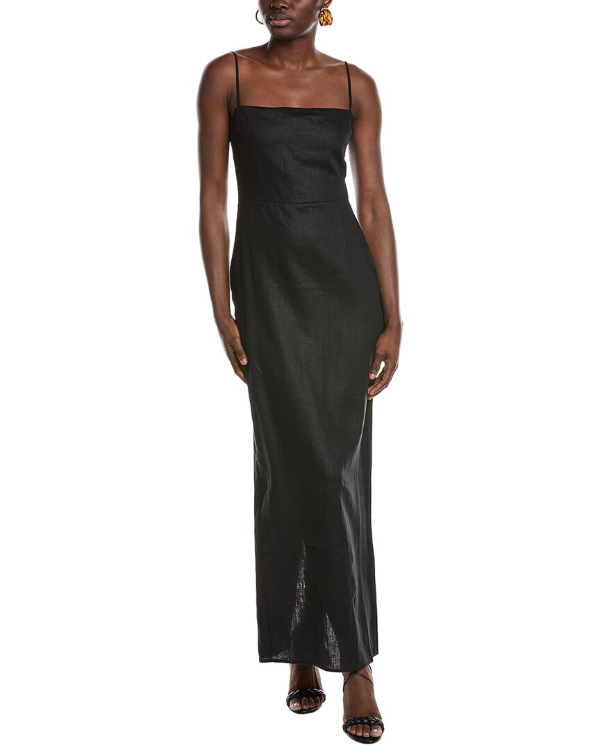 Opt O. P.t Adeline Linen Maxi Dress In Black