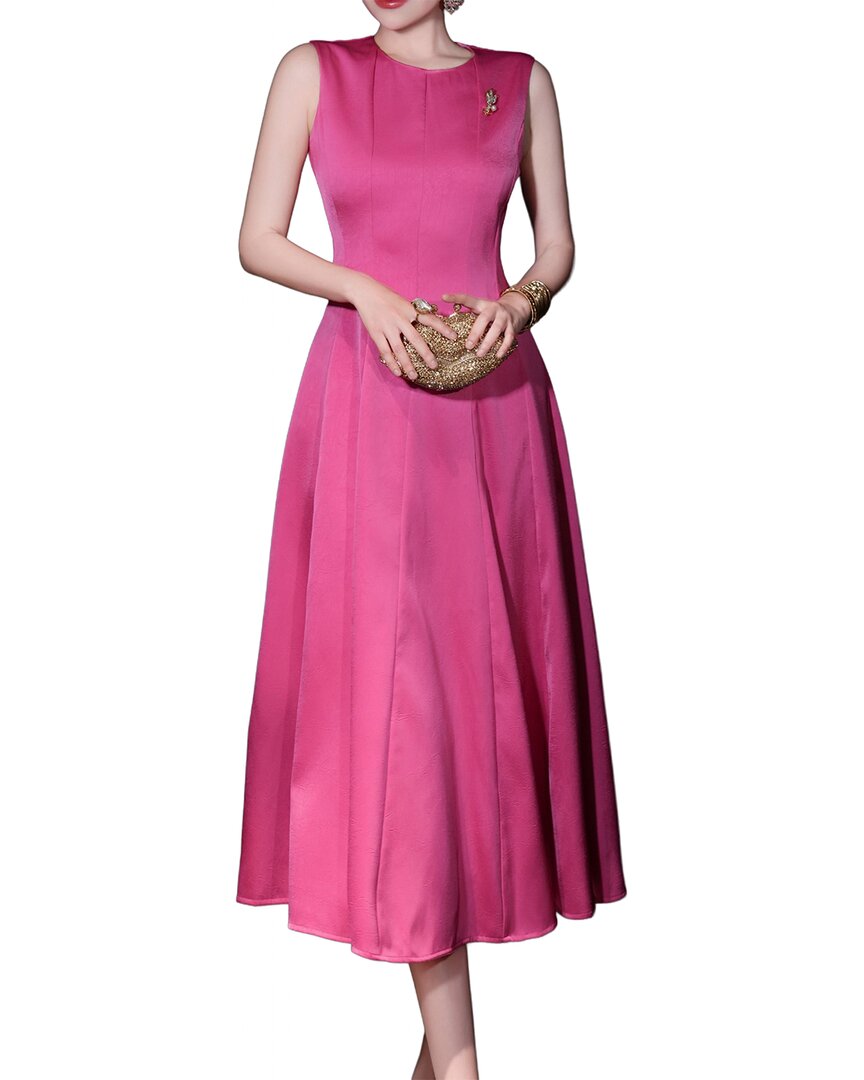 Burryco Solid Sleeveless Midi Dress In Pink