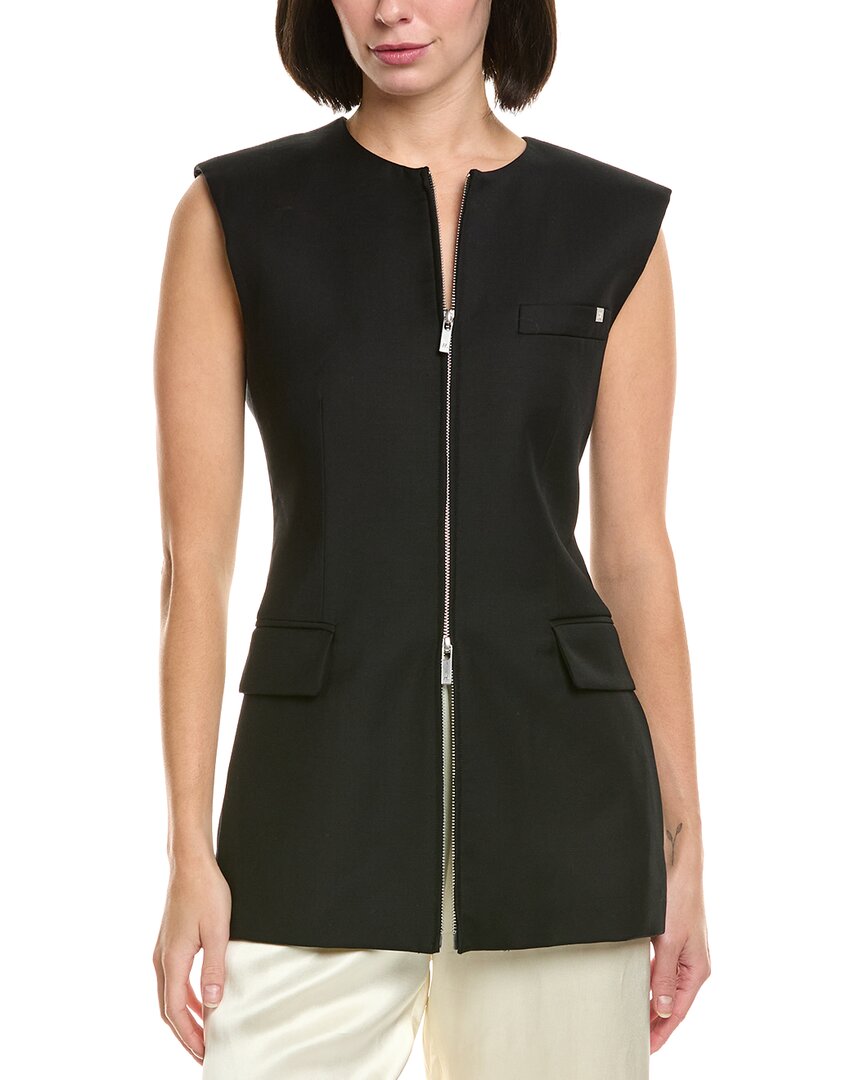 Helmut Lang Zip Wool Blazer Vest In Black