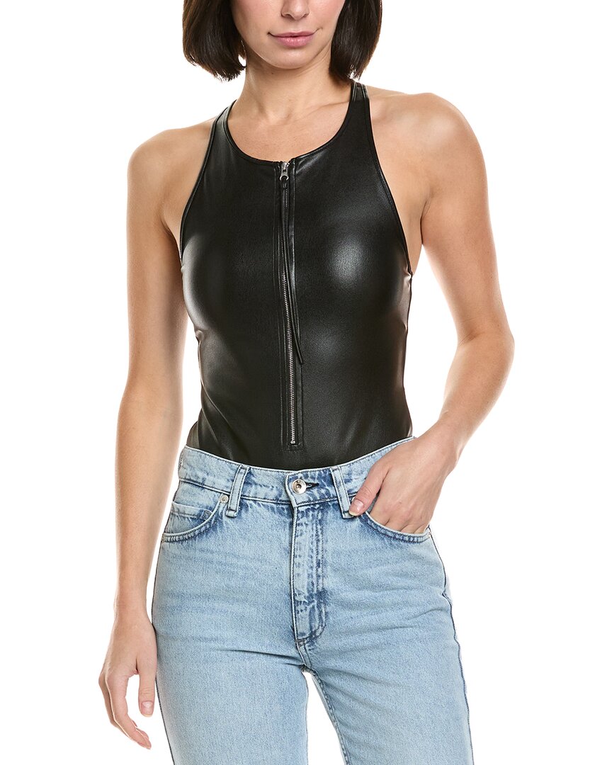 Helmut Lang Zip Racerback Bodysuit In Black