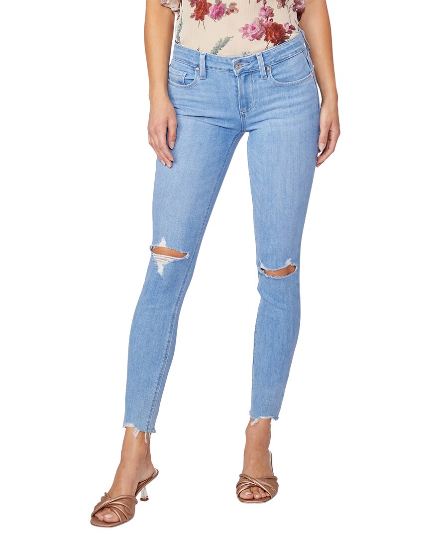 Paige Verdugo Ratatouille W/ Gusto Hem Mid Rise Ultra Skinny Ankle Jean In Blue