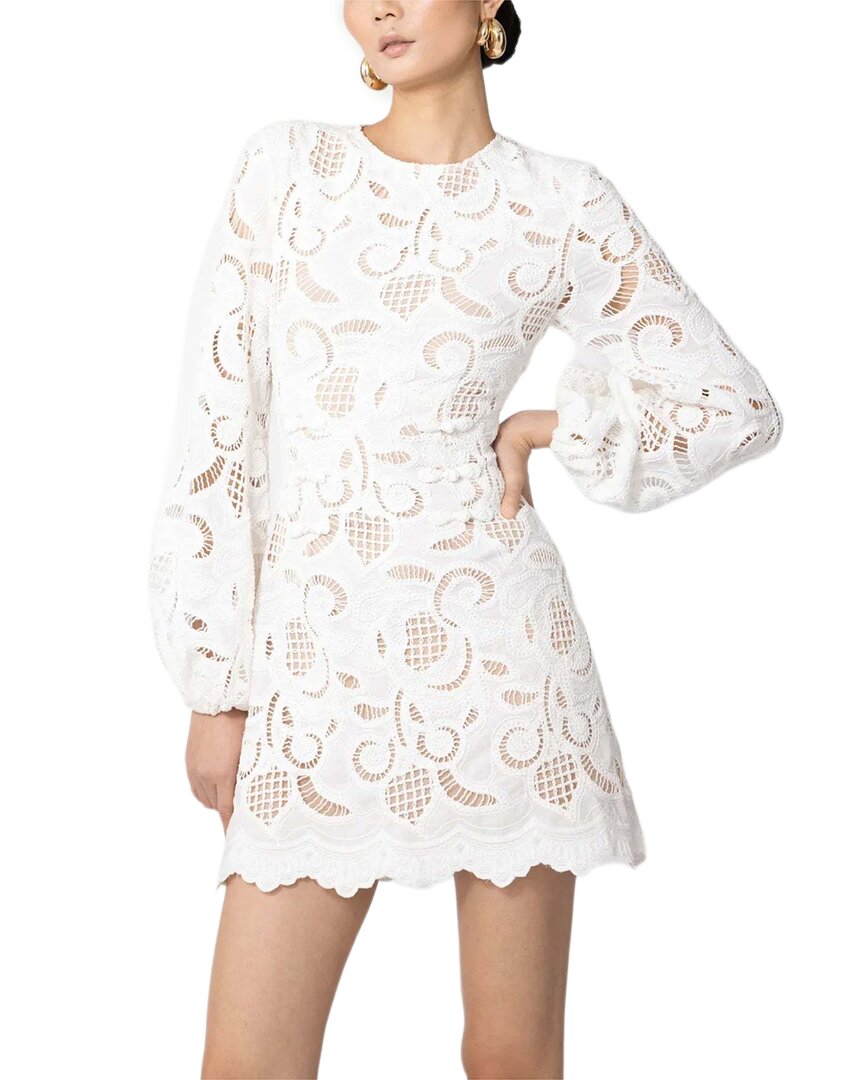 Sau Lee Hilda Embroidered Lace Dress In White