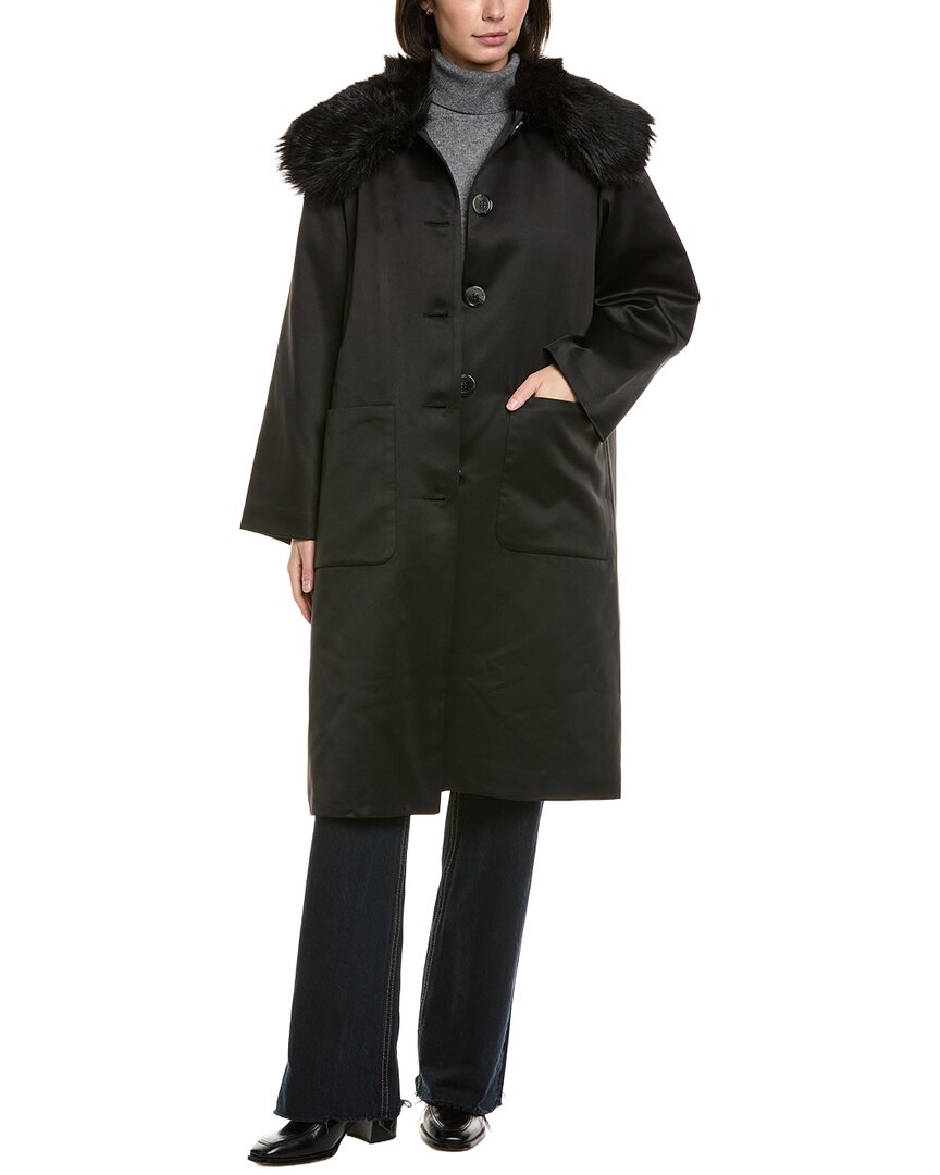 Cynthia Rowley Satin Coat In Black