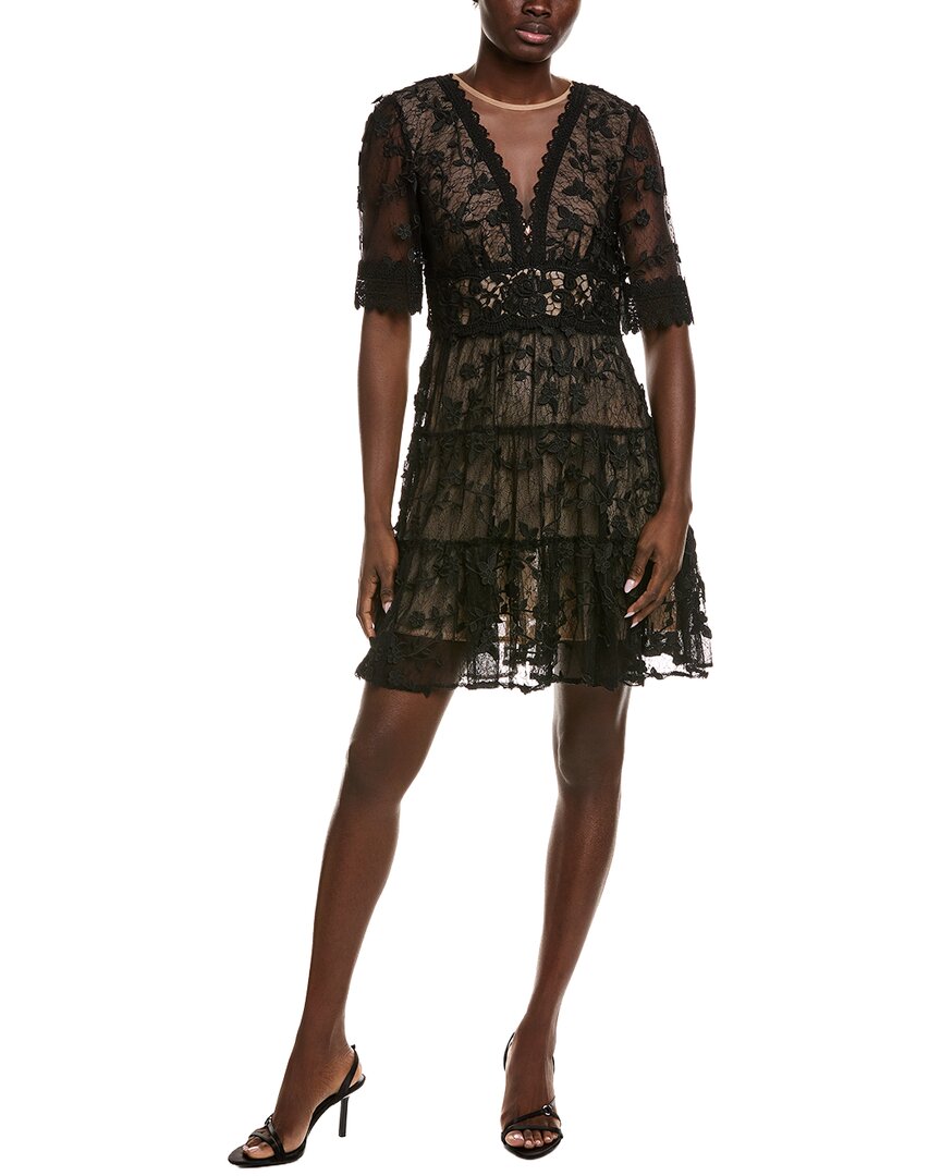 Adrianna Papell Lace Mini Dress In Black
