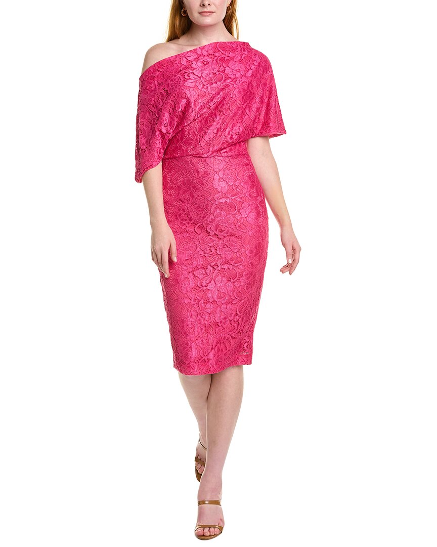 Alexia Admor Tayla Draped One Shoulder Lace Midi Dress In Pink