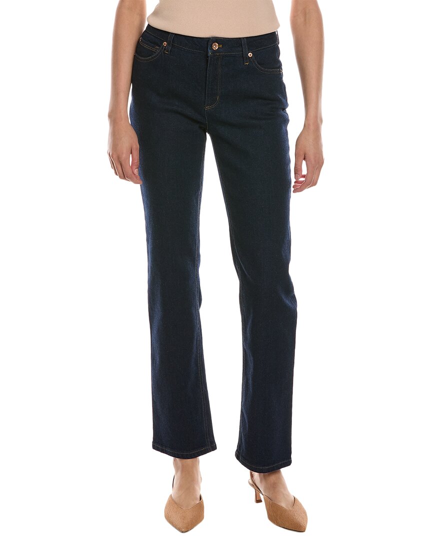 Shop Anne Klein Fly Front 5-pocket Straight Leg Jean In Blue