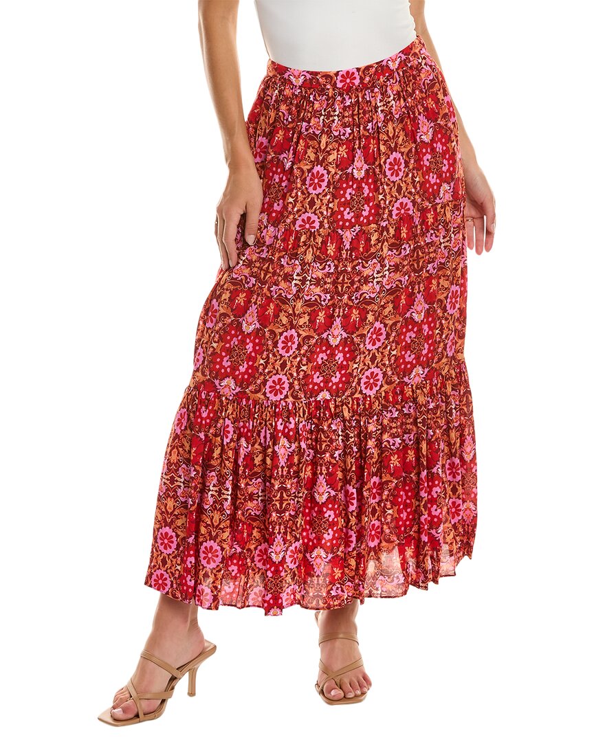 Shop Amur Murphy Tiered Skirt In Red