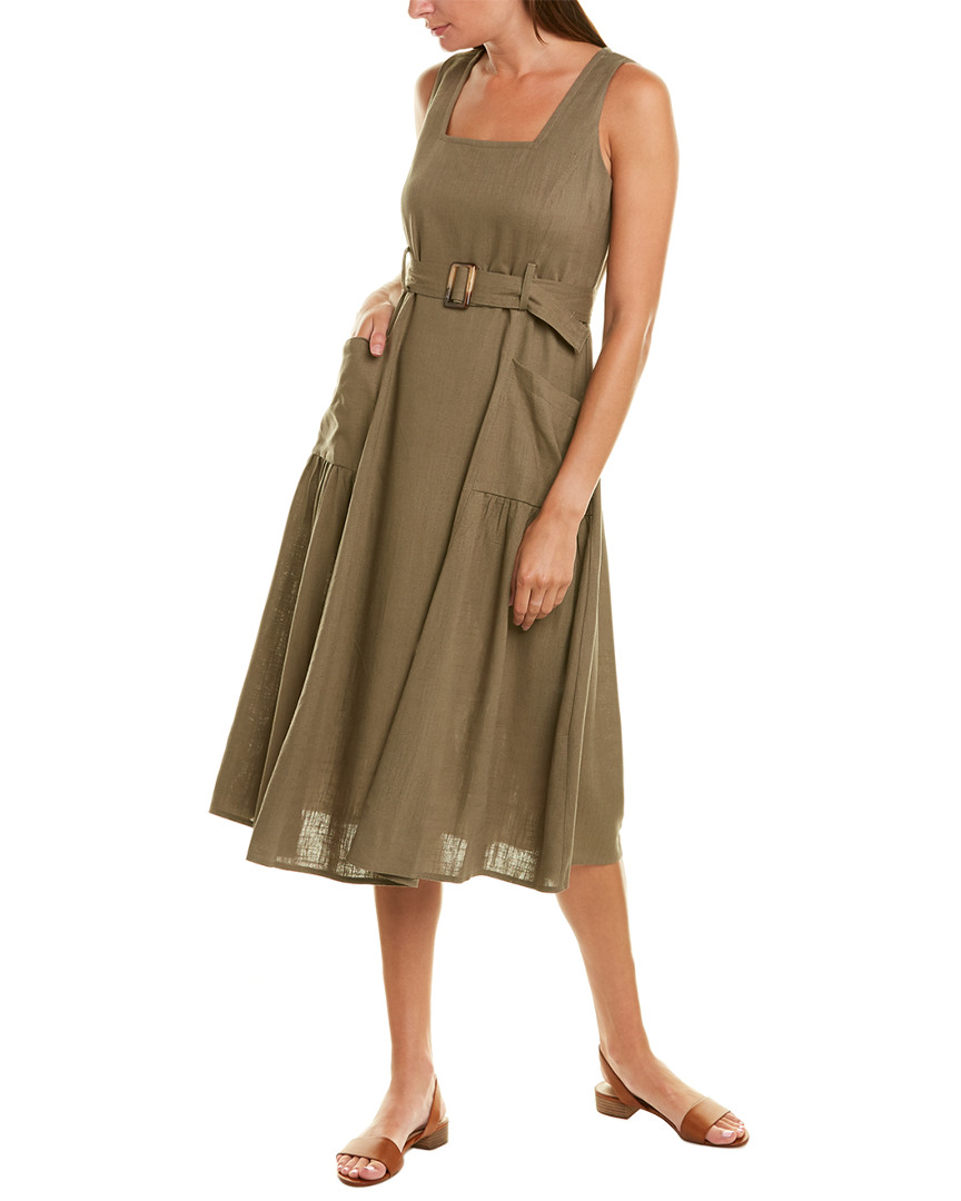 Image of Violet Weekend Linen-Blend Midi Dress